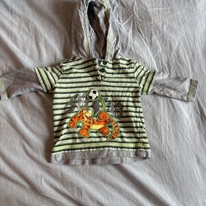 Disney Baby Winnie the Pooh Tigger Y2K Vintage Top long sleeve hooded 12 month